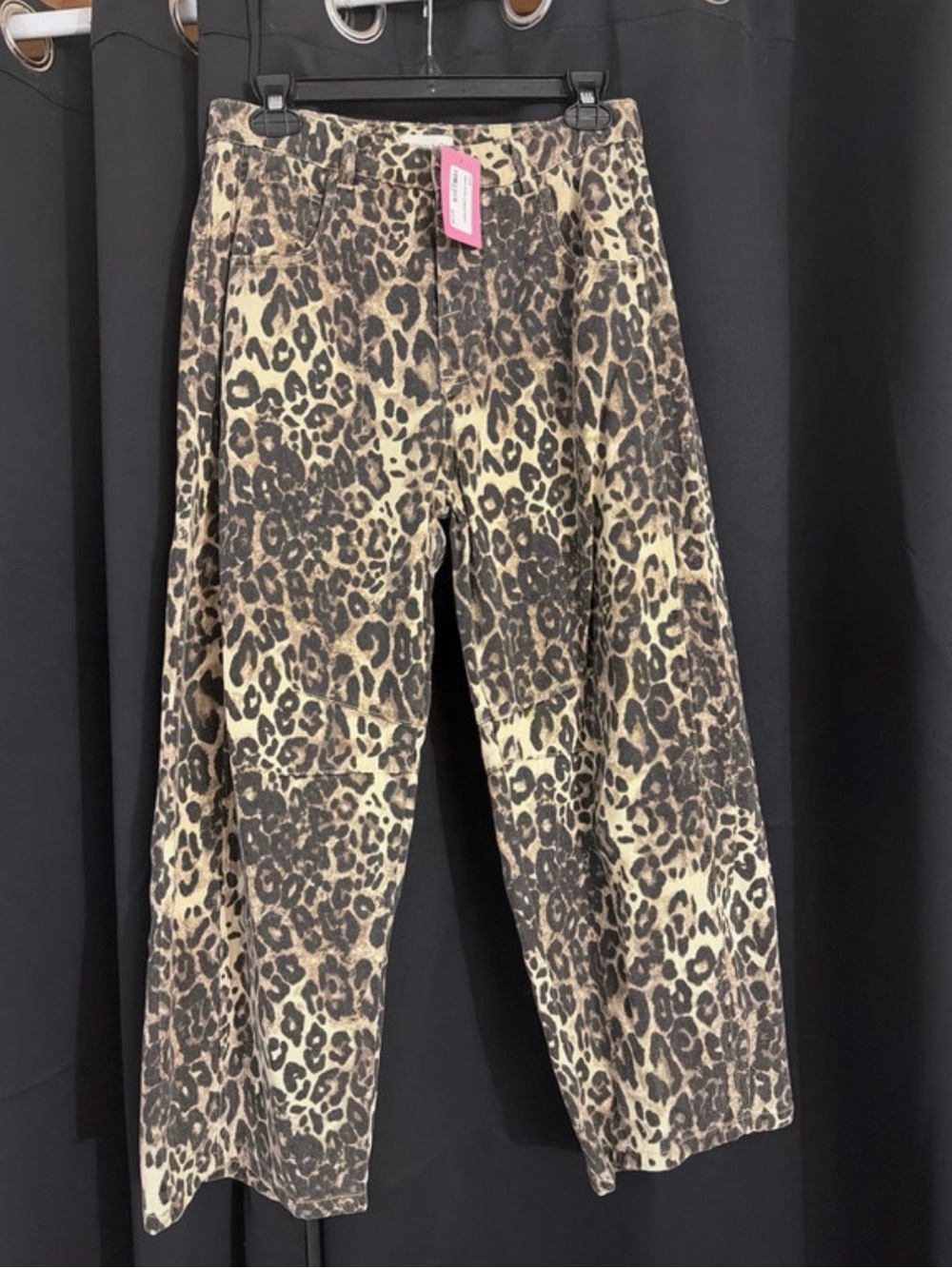 Leopard-Print Wide Leg Pants in Brown by